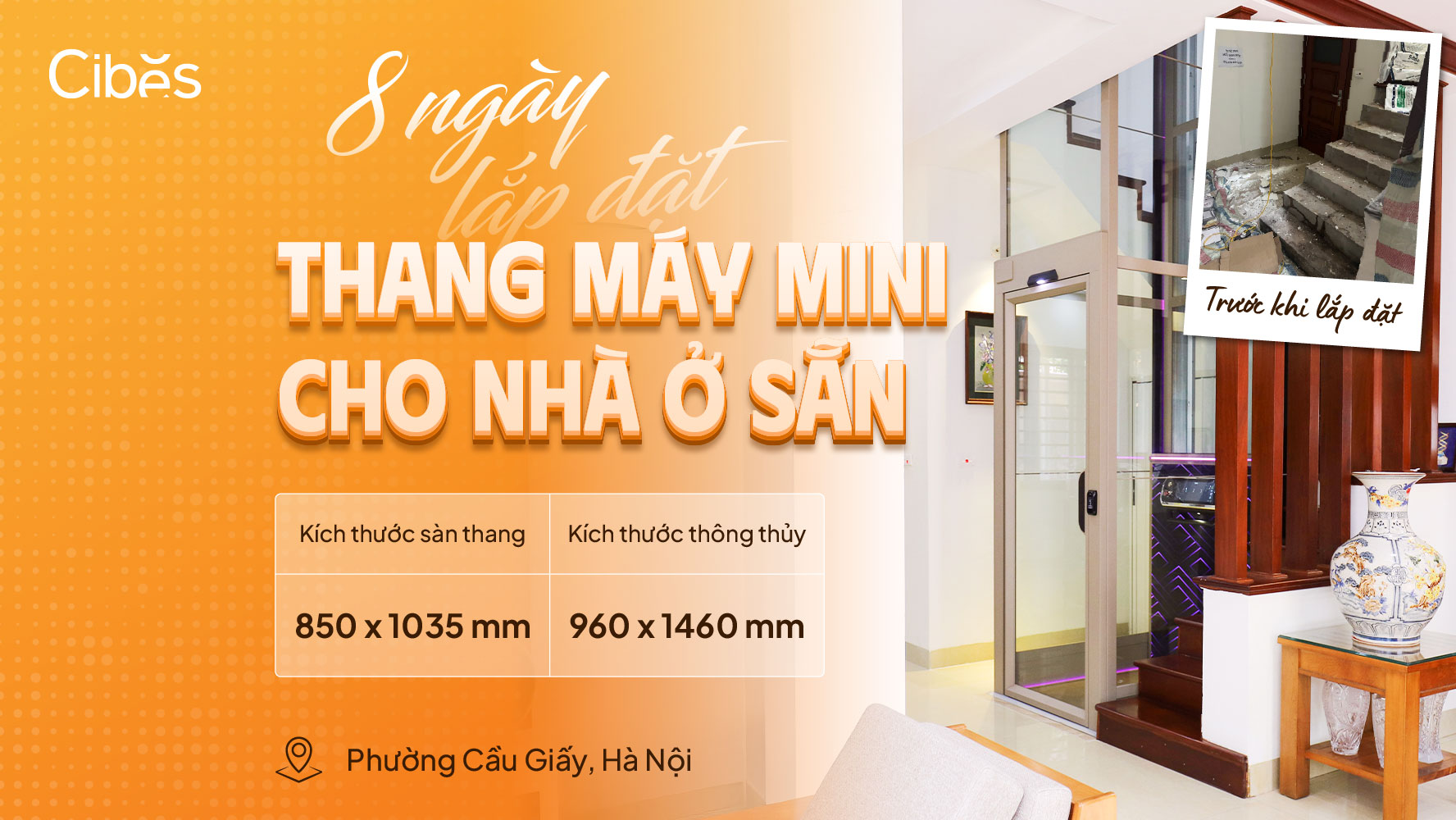 Lắp đặt thang máy mini cho nhà ở sẵn